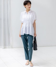 23区 【洗える】リネンレーヨンストレッチ テーパード パンツ