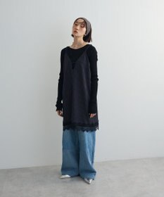 Green Parks ２ＷＡＹレース×ピンストライプキャミソールワンピース