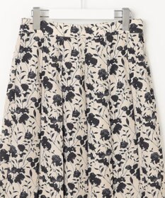 自由区 L 【洗える】リネンライクフラワープリント スカート