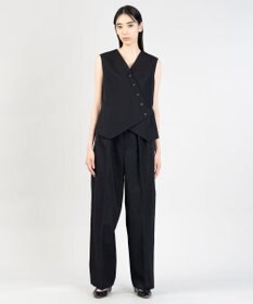 23区 【エステータ】ウールリネン アシンメトリーボタン ベスト