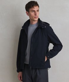 GOTAIRIKU 仕事で着られる【シワになりにくい/洗える/ストレッチ/吸水速乾】バブルテック フーデッドブルゾン ネイビー系