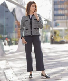 J.PRESS LADIES 【セットアップ対応・洗える】セルロースリネンストレッチ ワイド パンツ