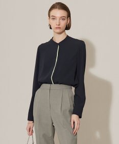 ICB 【WEB限定カラーあり・速乾・洗える】BackSatinAmunzen バンドカラーブラウス