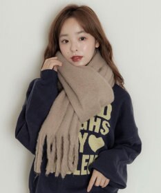 WEGO 【マフラー/ユニセックス着用】ワイドフリンジストール