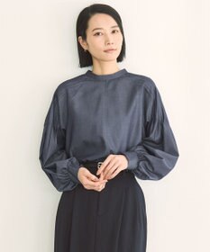 UNFILO シャンブレーデニム ショルダータックブラウス