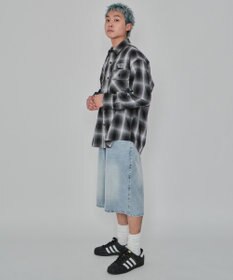 WEGO 【紐で調節可能】スーパーバギーデニムショーツ