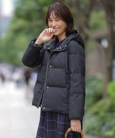 J.PRESS LADIES 【洗える】タフタダウン ショート丈 コート ブラック系