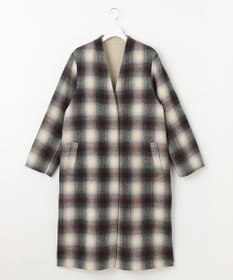 自由区 【リバーシブル】ウールリバー ノーカラーロングコート