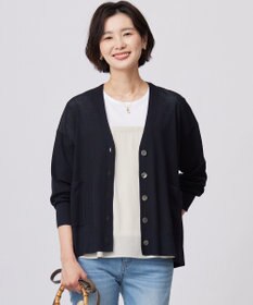 J.PRESS LADIES S 【洗える】Vis/Peスパーク ニット カーディガン