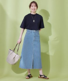 ANY 【洗濯機可能/ストレッチ】フロントスリットデニムスカート