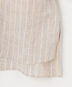 自由区 【洗える】リネンストライプ ボートネックブラウス