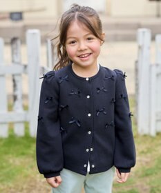 ANY KIDS スナップボタン リボンカーディガン