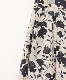 自由区 L 【洗える】リネンライクフラワープリント スカート