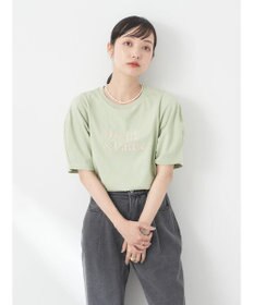 earth music&ecology フォルムスリーブ刺繍ロゴＴＥＥ