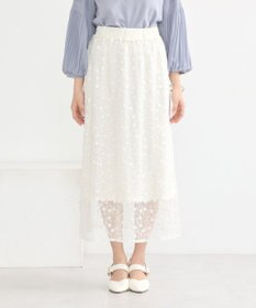 earth music&ecology シアーレースレイヤードスカート