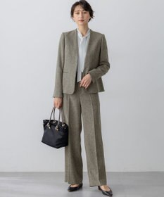 23区 【洗える】ウールライクカルゼ ノーカラー ジャケット