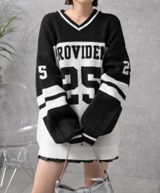 WEGO ナンバリングラインフラッフィーニット