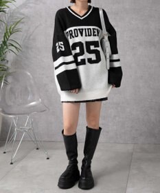 WEGO ナンバリングラインフラッフィーニット