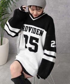 WEGO ナンバリングラインフラッフィーニット