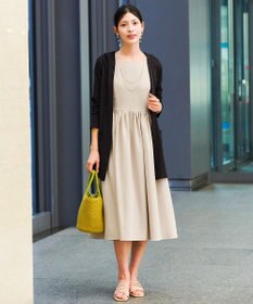 Tiaclasse 【洗える】麻調スクエアネックワンピース