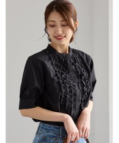 Te chichi フロントフリル5分袖ブラウス