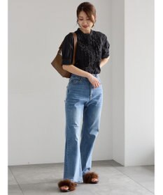 Te chichi フロントフリル5分袖ブラウス