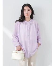 earth music&ecology シアーギャザーネックブラウス