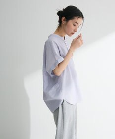 Green Parks 綿麻混フレンチスリーブスキッパーシャツ