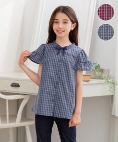 組曲 KIDS 【150-160㎝】チェックラッフル ブラウス