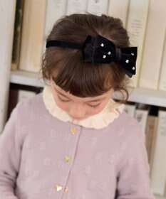 ANY KIDS ビジュー付き ベロアリボンカチューシャ