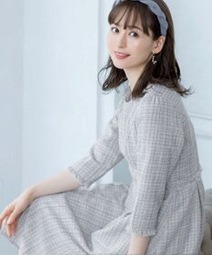 Tiaclasse 絶妙なMIXカラーのツイード素材で存在感溢れるタックワンピース