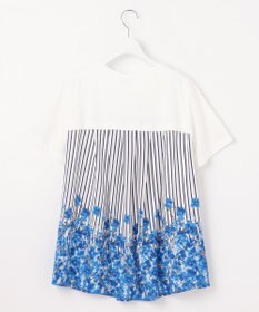 自由区 【洗える】オルタンシアフルールプリントコンビ カットソー