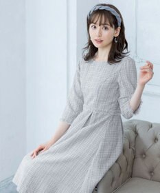 Tiaclasse 絶妙なMIXカラーのツイード素材で存在感溢れるタックワンピース