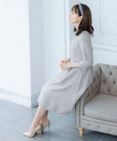 Tiaclasse 絶妙なMIXカラーのツイード素材で存在感溢れるタックワンピース