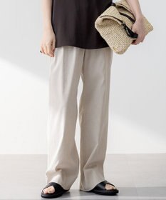 23区 【洗える】リネンレーヨンストレッチ ドロスト ワイド パンツ