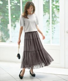 ANY SIS 【洗える】シアーワッシャーティアード スカート