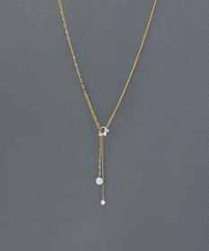 Phoebe 【長さ調整可能】Y字ネックレス/2wayアレンジパールラリエットネックレス ゴールド