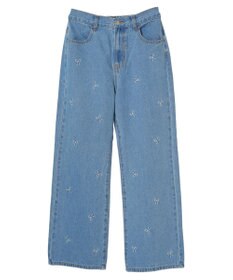 Green Parks ・Ｄｏｕｂｌｅ　Ｆｌａｇｓ　リボン刺繍ストレートデニム