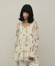 GRACE CONTINENTAL ボタニカルプリントチュニックトップ