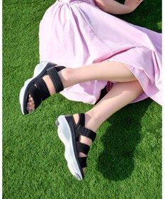 steppi 【洗える】プラットフォームサンダル ブラック×ホワイト