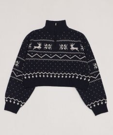 WEGO ノルディック柄ハーフジップニット