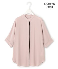 ICB L 【人気のため新色追加・接触冷感・UVケア・速乾・洗える】BackSatinAmunzen 5分袖バンドカラーブラウス