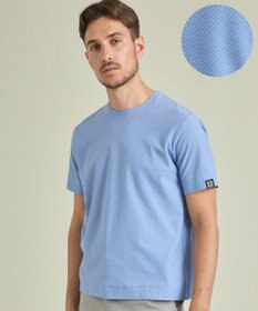 GOTAIRIKU 仕事で着られるTシャツ【サラサラ/よれにくい/透けにくい】キレイめ 鹿の子 ビズTシャツ サックスブルー系