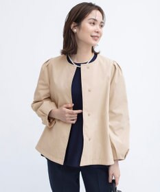 組曲 S コットンライクツイル ノーカラーショート丈コート