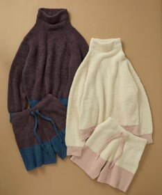 une nana cool カラーブロッキング　タートルネックプルオーバー