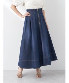 earth music&ecology フロントジップタックフレアスカート