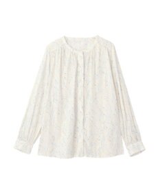 YECCA VECCA ラインフラワー柄ギャザーブラウス
