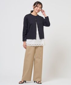 J.PRESS LADIES S チノストレッチ ワイドパンツ