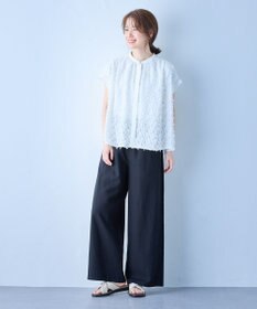 ANY 【ウエストゴム】リネンレーヨンワイドパンツ