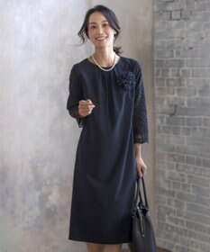 J.PRESS LADIES L 【洗える】ノルディス2wayジョーゼット レース袖 ワンピース